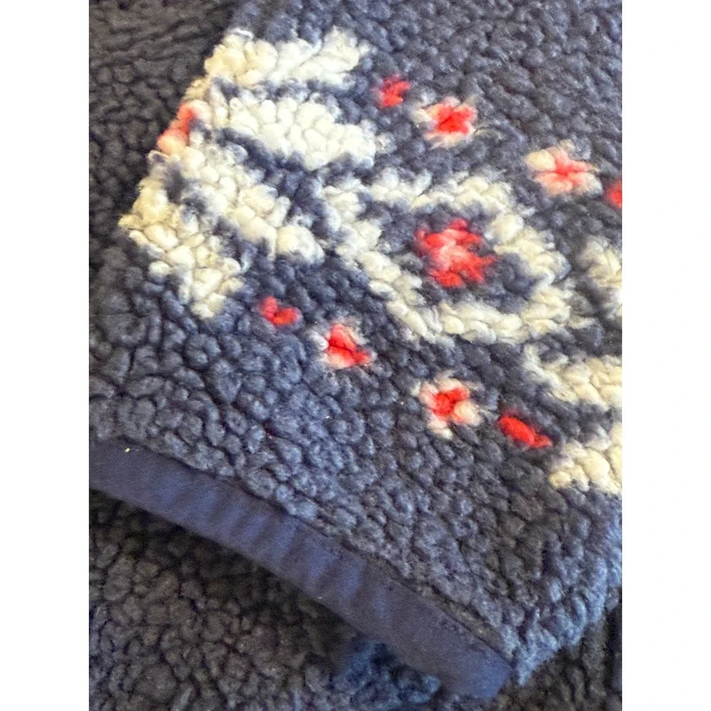 Polo Ralph Lauren Kids Navy Sherpa Fleece Fair Isle Full Zip Jacket Size M 10-12